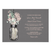 Mason Jar and Wildflowers Wedding Invitations