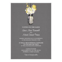 Mason Jar and Wildflowers Wedding Invitations