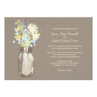 Mason Jar and Wildflowers Wedding Invitations