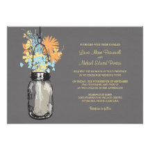 Mason Jar and Wildflowers Wedding Invitations