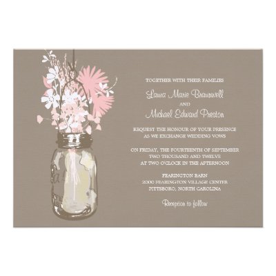 Mason Jar and Wildflowers Wedding Invitations