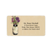 Mason Jar & Autumn Wildflowers Personalized Address Labels