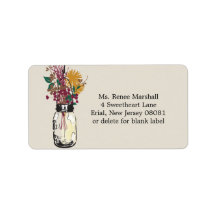 Mason Jar & Autumn Wildflowers Labels