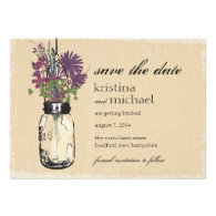 Mason Jar & Autumn Wildflowers Save the Date Personalized Announcements