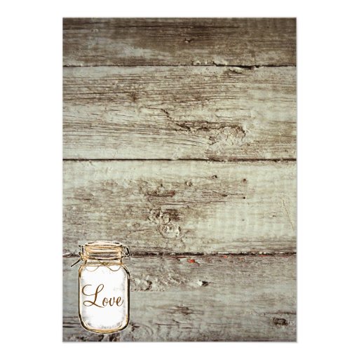 Mason Jar Barn Wood Rustic Wedding Invitations