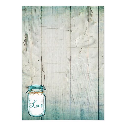 Mason Jar Barn Wood Rustic Wedding Invitations