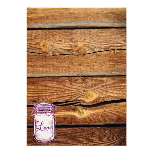 Mason Jar Barn Wood Rustic Wedding Invitations