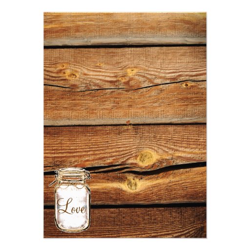 Mason Jar Barn Wood Rustic Wedding Invitations