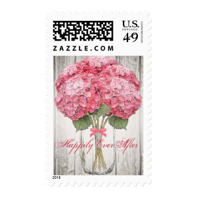Mason Jar Barn Wood Wedding Postage Stamp