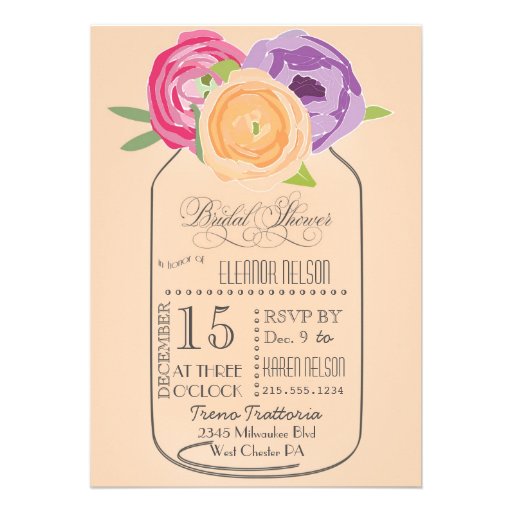Mason Jar Chalkboard Bridal Shower Invitation
