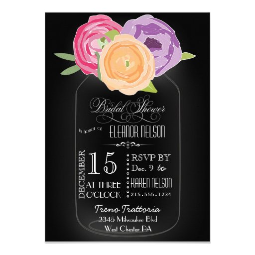 Mason Jar Chalkboard Bridal Shower Invitation