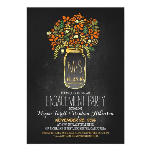 mason jar chalkboard engagement party invitation (front side)
