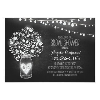 mason jar chalkboard & lights bridal shower 5x7 paper invitation card