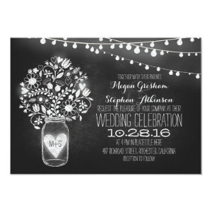 mason jar chalkboard string lights wedding invites 5