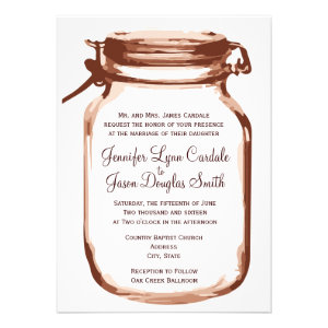 Mason Jar Country Rustic Wedding Invitations Custom Invites