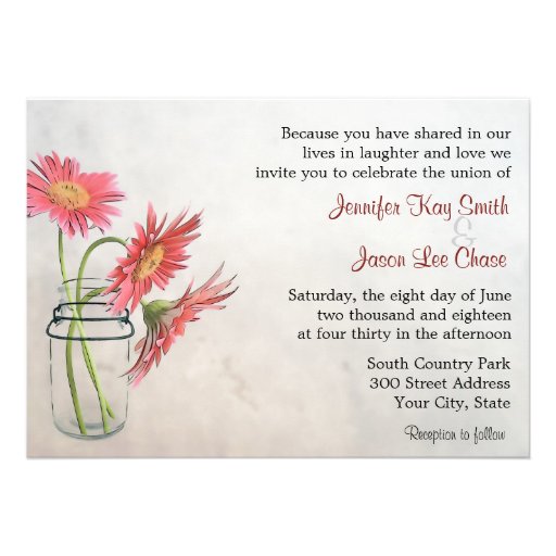 Mason Jar Daisies Wedding Invitations