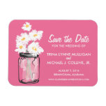 Mason Jar filled with White Daisies Save the Date Magnets