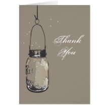Mason Jar & Fireflies Note Card