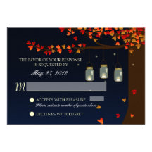 Mason Jar Fireflies Oak Tree RSVP Custom Invitations