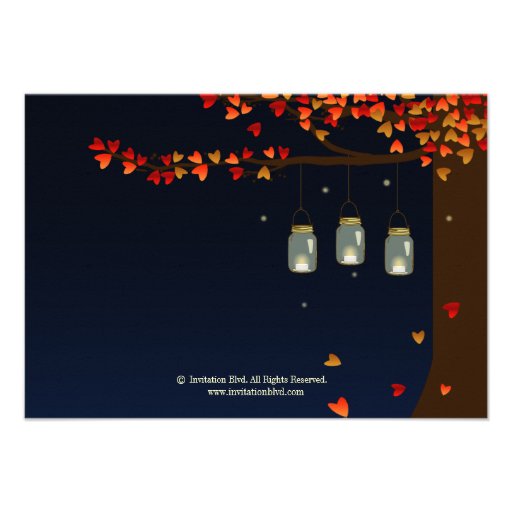 Mason Jar Fireflies Oak Tree RSVP [Meal Options] Invitations