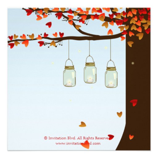 Mason Jar Fireflies Oak Tree Wedding Invite [Day]