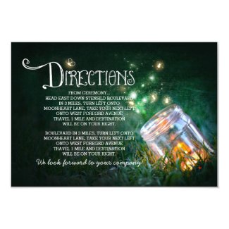mason jar fireflies wedding directions card 3.5" x 5" invitation card
