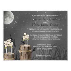 Mason Jar Fireflies Wild Flower Wedding Invitation
