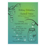 Mason Jar Firefly Wedding Invitation Green Teal