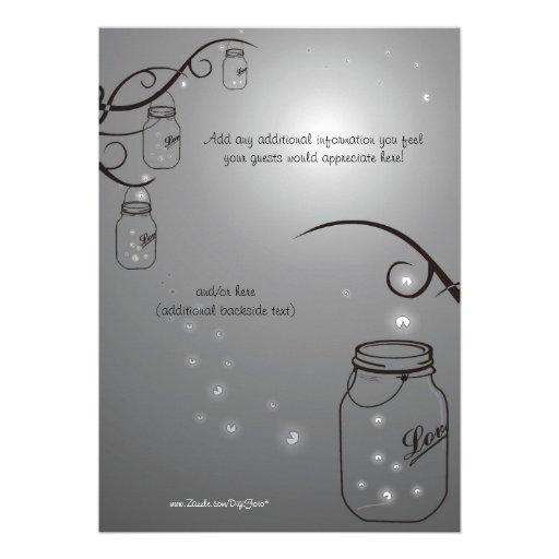 Mason Jar Firefly Wedding Invitation Grey Black