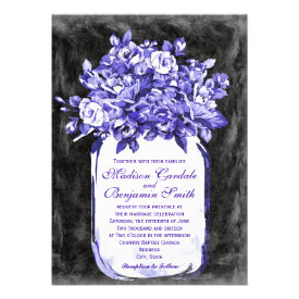 Mason Jar Flower Chalkboard Wedding Invites Indigo Personalized Invite