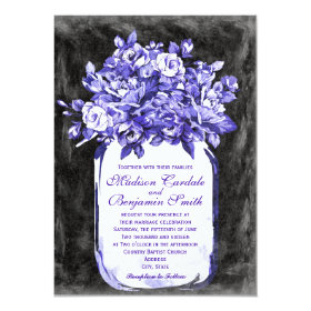 Mason Jar Flower Chalkboard Wedding Invites Indigo 4.5