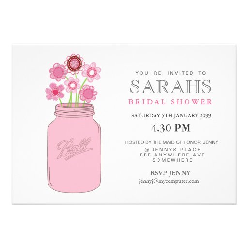 Mason Jar Flowers Bridal Shower Party Invite