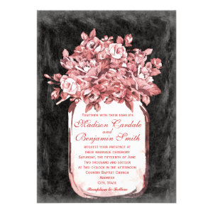 Mason Jar Flowers Chalkboard Wedding Invitations Custom Invite