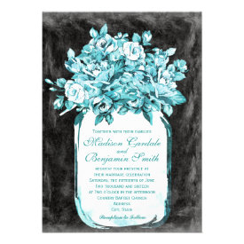 Mason Jar Flowers Chalkboard Wedding Invitations Personalized Invitations