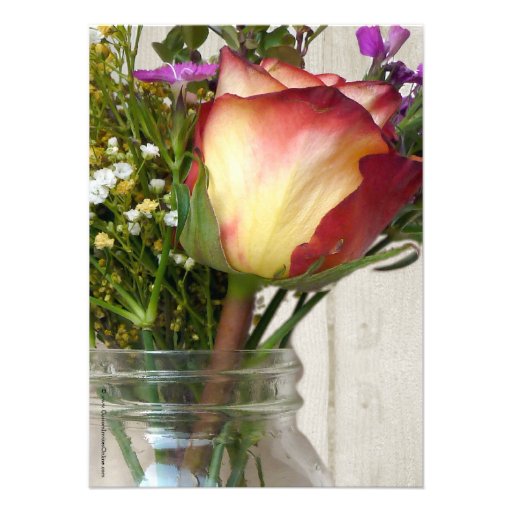 Mason Jar Flowers Graduation Party Personalized Announcement