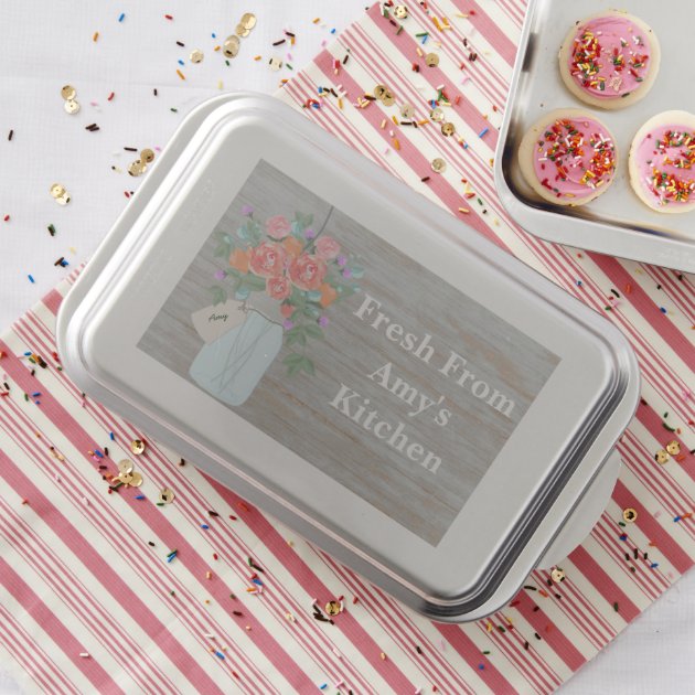 Mason Jar Flowers Personalized Cake Pan