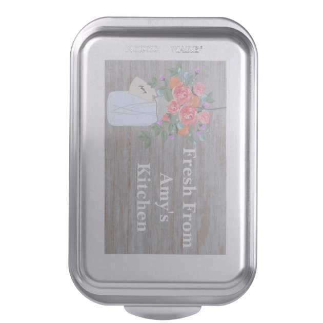 Mason Jar Flowers Personalized Cake Pan-2