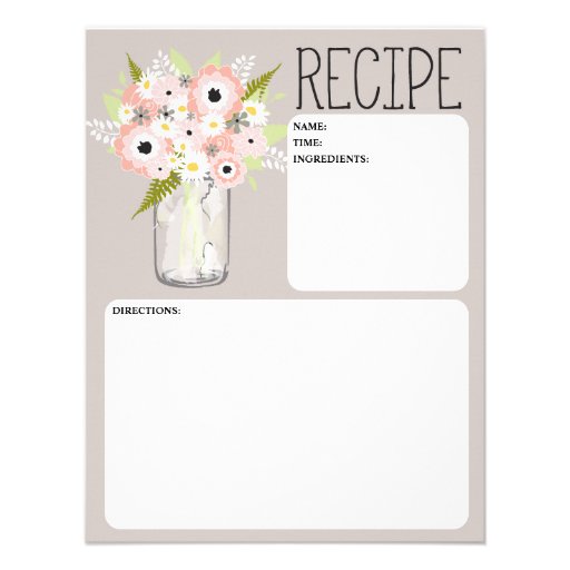 Mason Jar Flowers Recipe Card