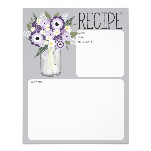 Mason Jar Flowers Recipe Card