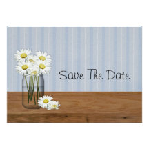 Mason Jar Of Daisies Save The Date Custom Announcement