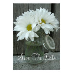 Mason Jar of Daisies Wedding Save The Date Personalized Invite