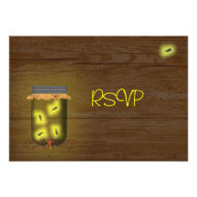 Mason Jar Of Fireflies Reception RSVP Invites