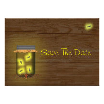 Mason Jar Of Fireflies Save The Date Personalized Invitations
