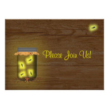 Mason Jar Of Fireflies Wedding Invitation