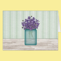 Mason Jar Of Violets Note Card cards