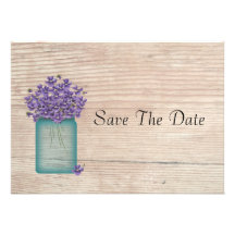 Mason Jar Of Violets Save The Date Personalized Invites