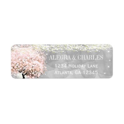 Mason Jar Pink Heart Leaf Tree on Gray Watercolor Label