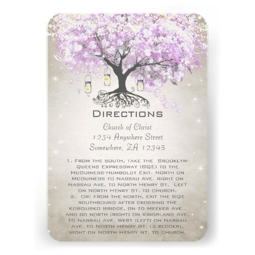 Mason Jar Radiant Lavender Wedding Direction Cards