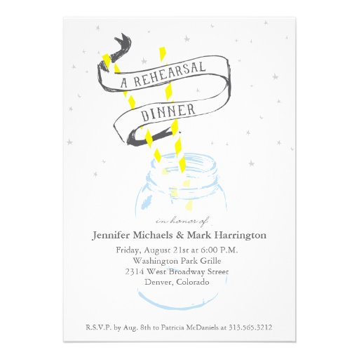 Mason Jar Rehearsal Dinner Invite Starry Night