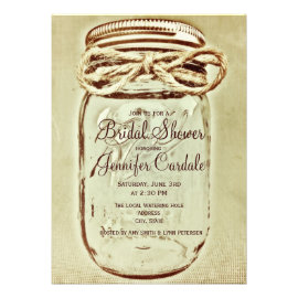 Mason Jar Rustic Country Bridal Shower Invitations Custom Invite